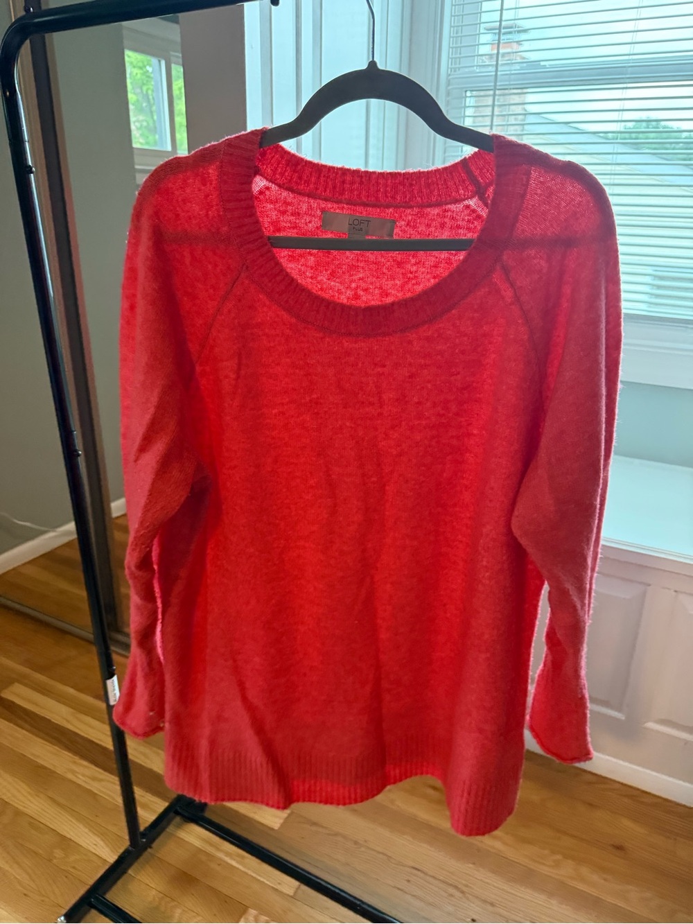 LOFT Red Scoopneck Lightweight Knit Sweater
